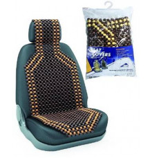 Накидка на сиденье Nova Bright деревянная массажная покрытая темным лаком,с подголовником(127х38