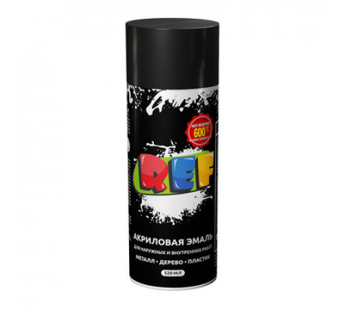 Краска термостойкая REF 1600 600C черная аэрозоль 520 мл