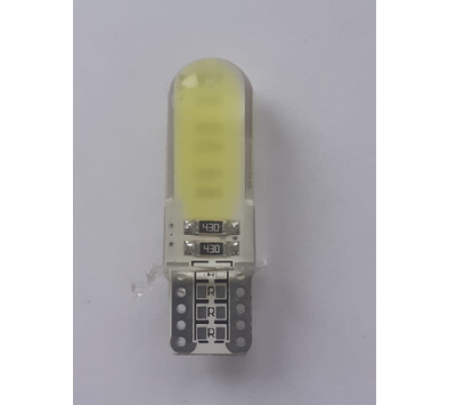 Светодиод W5W 12V W2.1х9.5d (2COBS,белый,в силиконе)"ДИАЛУЧ"