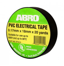 Изолента термостойкая 0,18*20yd (18,2м) ABRO чёрная