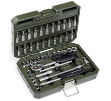 Набор головок 46предм 1/4 6-гр с трещоткой пл.кейс ДТ