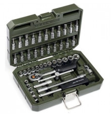 Набор головок 46предм 1/4 6-гр с трещоткой пл.кейс ДТ