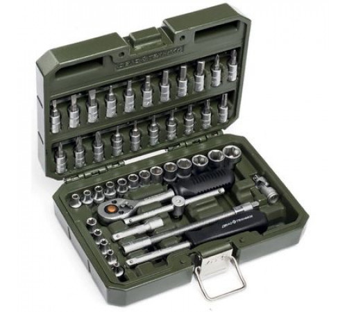 Набор головок 46предм 1/4 6-гр с трещоткой пл.кейс ДТ
