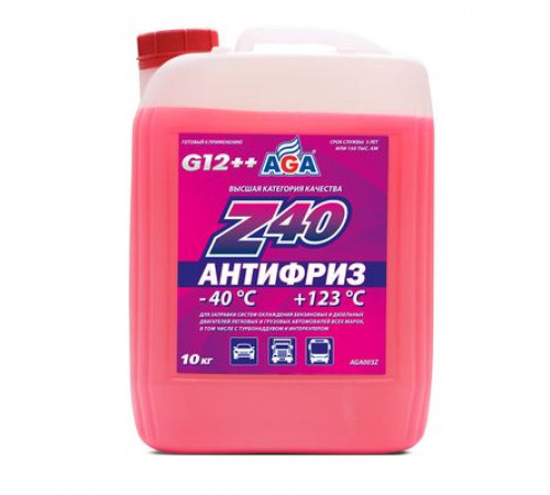 Антифриз, готовый к применению, красный, -40С, 10 кг, G-12++ ЧЗ