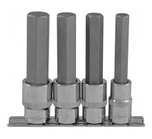 Набор насадок торцевых 1/2"DR с вставками-битами шестигранными на держателе, H12-H19, 100 мм, 4 пред