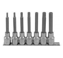 Набор насадок торцевых 1/2"DR с вставками-битами шестигранными на держателе, H4-H10, 100 мм, 7 предм