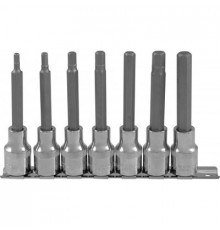 Набор насадок торцевых 1/2"DR с вставками-битами шестигранными на держателе, H4-H10, 100 мм, 7 предм