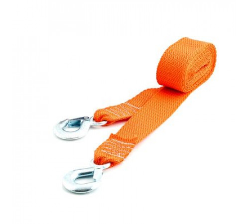 ТРОС БУКСИРОВОЧНЫЙ ZIZAY  5 ТОНН 2 КРЮКА 4 МЕТРА ШИРИНА 50 ММ В ЧЕХЛЕ С КНОПКОЙ