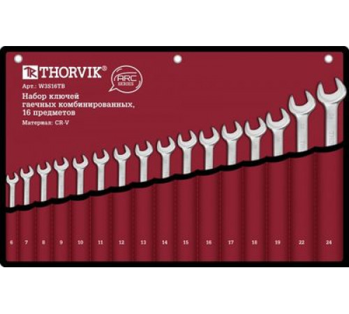 Набор ключей комб. 16 шт. серии ARC в сумке, 6-24 мм / THORVIK