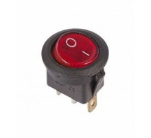 Выключатель-клавиша круглый 250V 6А (3с) ON-OFF красный с подсветкой (RWB-214, SC-214)