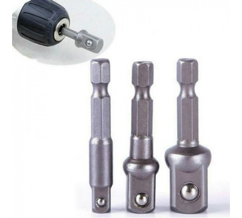 Набор адаптеров для шуруповерта 3шт.(1/4,3/8,1/2)шт Белый Медведь