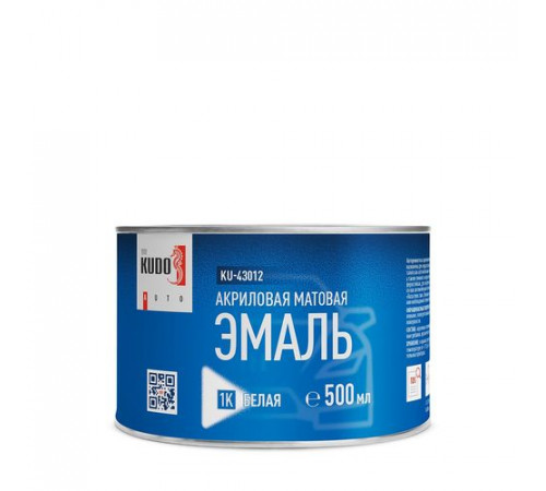 Краска банка KUDO акриловая белая матовая 1К 500мл.