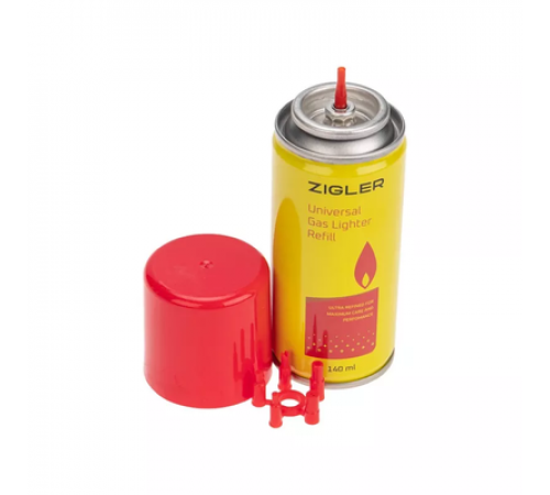 Газ для зажигалок метал.балон 140 мл.(5переходников) REXANT
