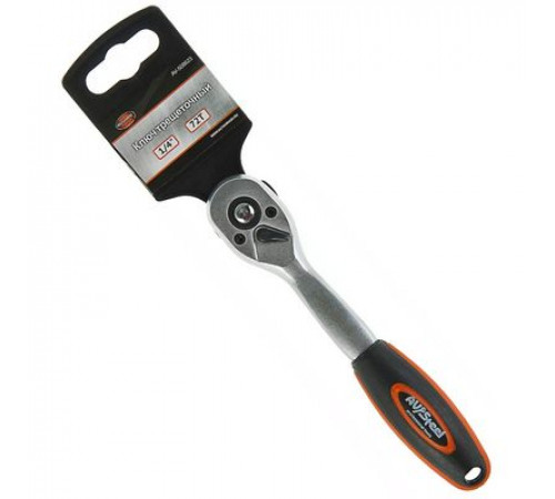 Трещотка 1/4 72 зуба 155мм с двухкомпонентной изогнутой ручкой Avtovirazh