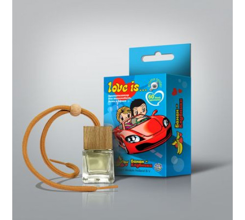 Ароматизатор LOVE IS...бутылочка с дер. крышкой БАНАН-КЛУБНИКА 6мл ~