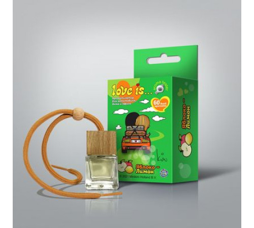 Ароматизатор LOVE IS...бутылочка с дер. крышкой ЯБЛОКО-ЛИМОН 6мл ~