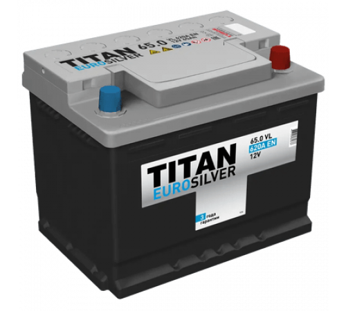 Аккумулятор TITAN EUROSILVER (6СТ-65) 620 мАч, L+ (242 х 175 х 190)
