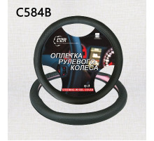 Оплетка на руль C2R (черная) экокожа C584L 40 см (М)