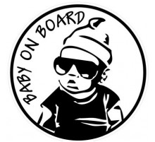 Наклейка БЭБИ онБОАРД  белый фон ,виниловая 18x18