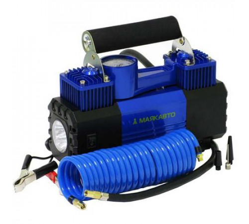Компрессор МАЯКАВТО AC615ma 2-поршневой,усиленный, с LED фонарем,в кейсе