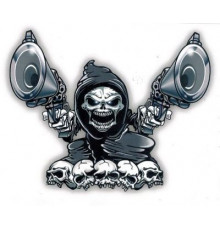 Наклейка Череп с пистолетами №2 19х16см