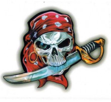 Наклейка Череп бандана 13х13см