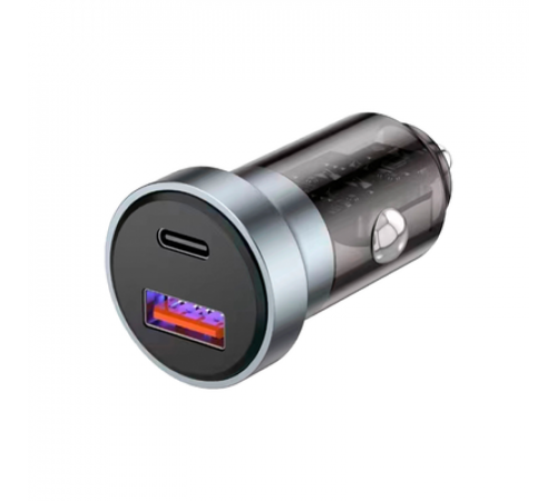 Зарядное устройство в прикуриватель c двумя портами (USB-A + USB-C) c LED-подсветкой, 20Вт