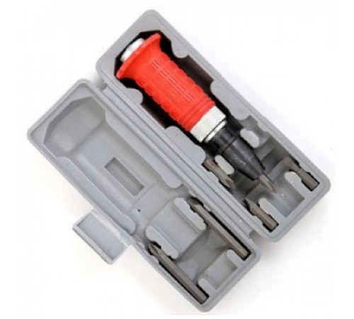 Отвертка ударная 160мм с красной обезин.ручкой,6 насадок,пластик бокс ЕРМАК