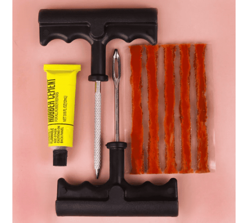 Набор для ремонта б/к шин City Up (шило,разв, клей, жгуты 5 шт) T-инструмент