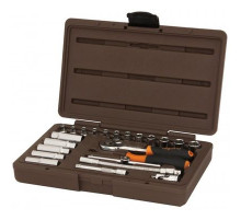 Набор головок 23предм 1/4 6-ти гр. с аксессуарами, 4-13 мм, / OMBRA