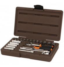 Набор головок 23предм 1/4 6-ти гр. с аксессуарами, 4-13 мм, / OMBRA