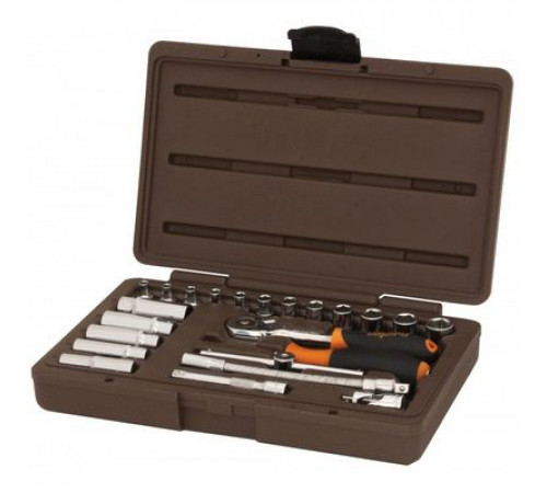 Набор головок 23предм 1/4 6-ти гр. с аксессуарами, 4-13 мм, / OMBRA