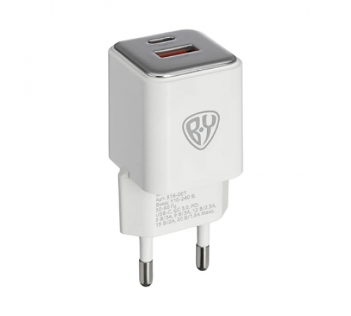 Сетевое зарядное устройство Safe, 30 Вт, USB-A+C, белый