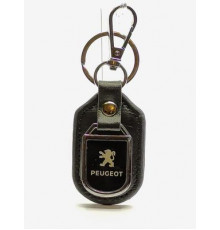 Брелок черный металл,кожа Пежо BKN 013_