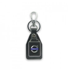 Брелок черный металл,кожа Вольво BKN 026_