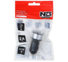 Разветвитель прикуривателя 2USB, 2А, 12/24В пластик