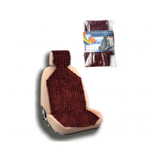 Накидка на сиденье Nova Bright деревянная массажная покрытая темным лаком,с подголовником(127х38см)