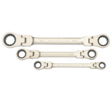 Набор ключей трещоточных шарнирных двусторонних 7 шт., планшет тетрон. ДТ