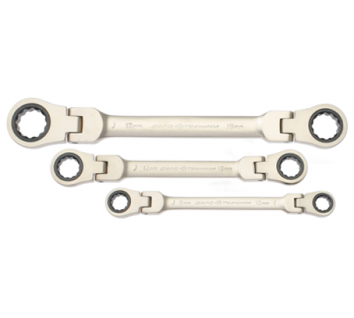 Набор ключей трещоточных шарнирных двусторонних 7 шт., планшет тетрон. ДТ