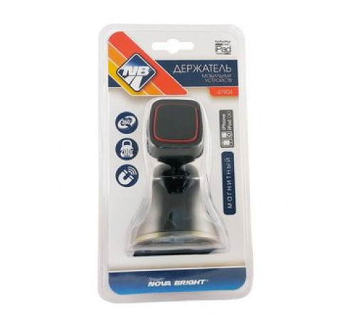 Держатель моб. устройств Nova Bright магнитный, присоска c фиксатором 100мм (прямоуг.)