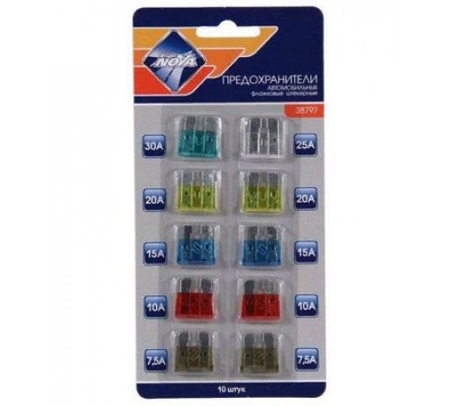 Предохранители Норма Uni плоские в блистере Nova Bright (7,5А-30А) 10шт