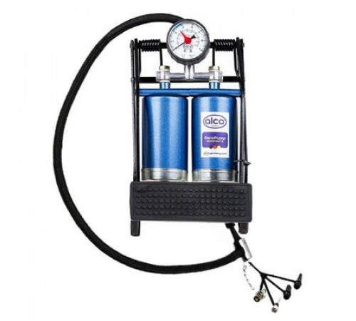 Насос ножной ALCA двухцилиндровый шланг 60 см,4 адаптера