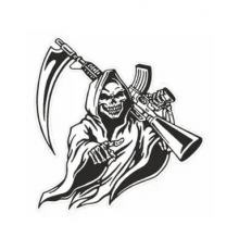 Наклейка "Смерть с калашом", 150х150мм,