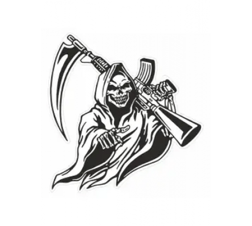 Наклейка "Смерть с калашом", 150х150мм,