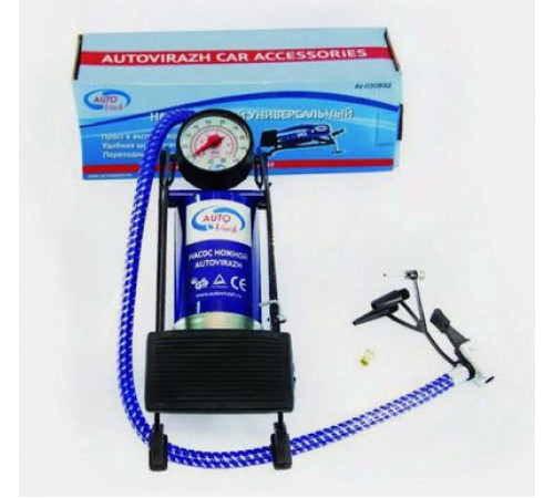 Насос ножной с манометром одинарный  AUTOVIRAZH