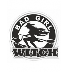 Наклейка круг "WITCH"(bad girl) 100х100мм, набор 10 штук