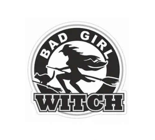 Наклейка круг "WITCH"(bad girl) 100х100мм, набор 10 штук