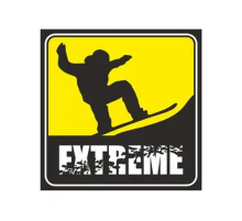 Наклейка "Сноубордист EXTREME" желтый квадрат 130х130мм
