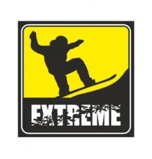 Наклейка "Сноубордист EXTREME" желтый квадрат 130х130мм