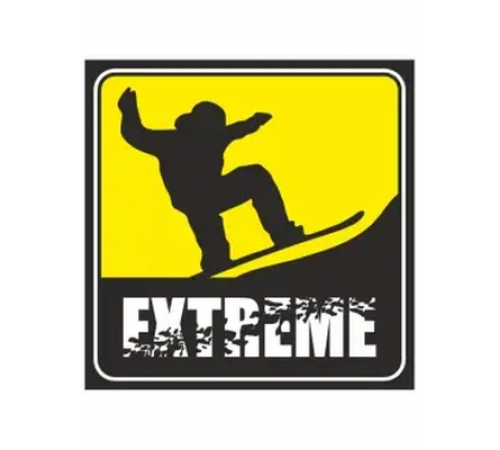 Наклейка "Сноубордист EXTREME" желтый квадрат 130х130мм